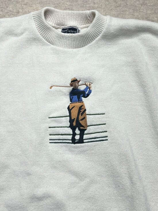 Course House Square Other - Vintage 90s Court House Square White Knit Crewneck Golf Sweater Men's Size XXL